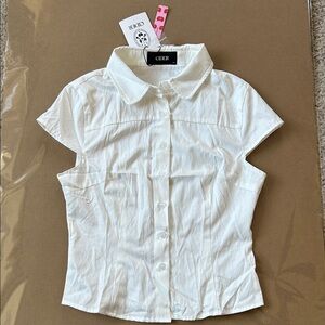 NWT Cider XS white button down shirt